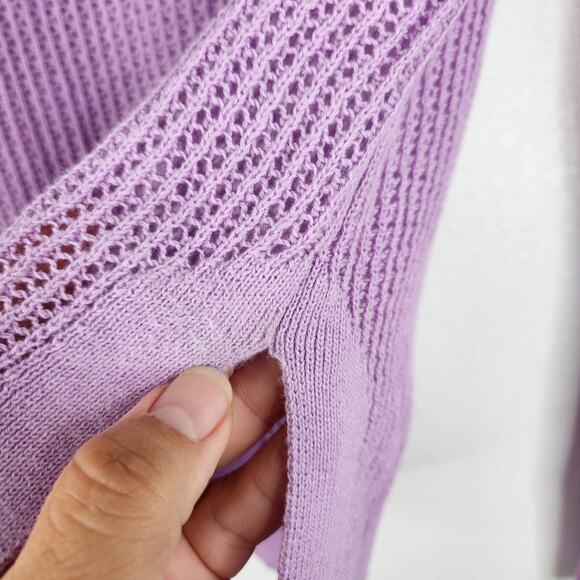 Kerri Rosenthal Purple Knit Heart Elbow Patch Women's Sweater XS Cashmere Blend - Picture 6 of 15